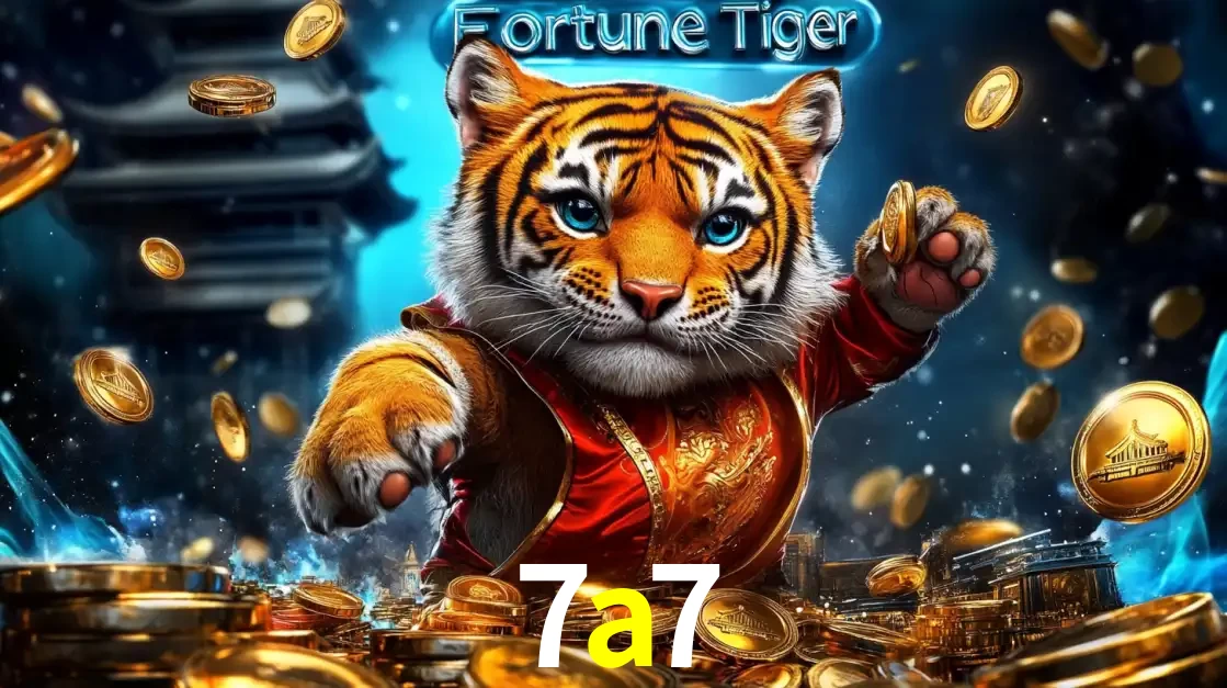 Imagem promocional do jogo de slot Fortune Tiger, com um tigre majestoso em traje tradicional cercado por uma fortuna em moedas de ouro, disponível agora no cassino 7a7.